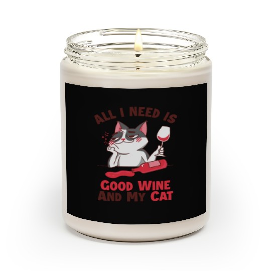 Good Wine and my Cat Cat Mom Cat Lovers Cat Daddy Scented Candles