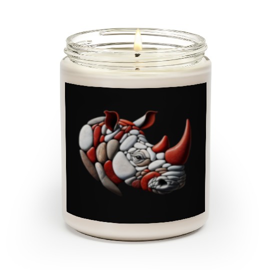 Rustic Terra Rhinoceros Pebble Art Piece Scented Candles