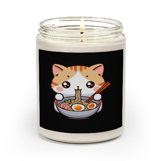 Cute Cat Eating Ramen Scented Candles