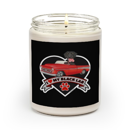 Cute black lab in classic truck inside a heart Scented Candles