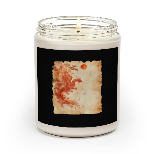 Fantasy Papyrus Scroll Japanese Art Silhouette Scented Candles