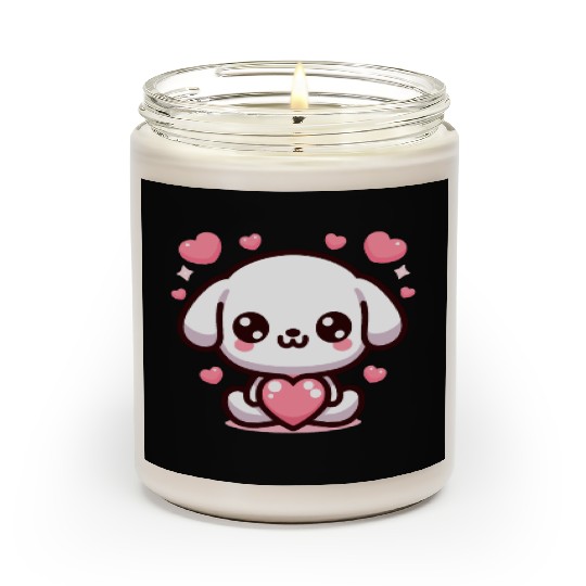 Cute Puppy Dog Heart Valentin Day Scented Candles