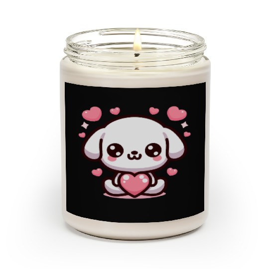 Cute Puppy Dog Heart Valentin Day Scented Candles