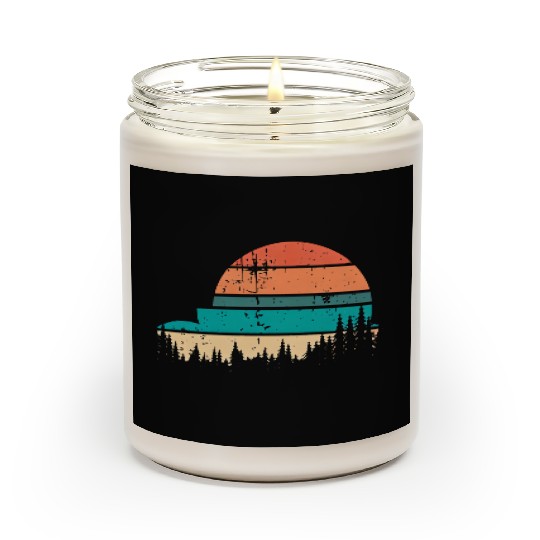 Retro Evergreen Sunset Stepped Circle Design Scented Candles