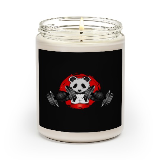 Bodybuilder panda bear with barbell in gym patch Scented Candles