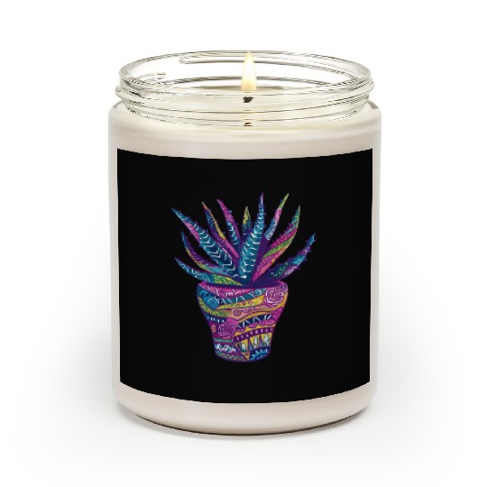 Psychedelic Aloe Vera Succulent Plant Garden Scented Candles