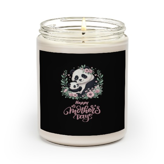 Happy Mother's Day Floral Wreath Mum Panda Scented Candles
