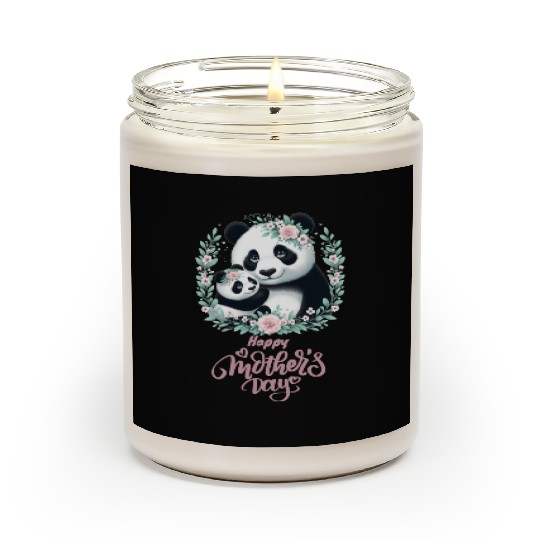 Happy Mother's Day Floral Wreath Mum Panda Scented Candles
