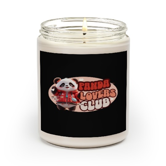 Cute Panda personified with red jacket Scented Candles