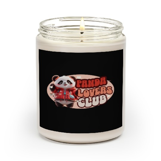 Cute Panda personified with red jacket Scented Candles