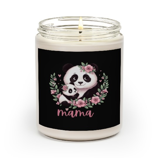 Panda Lover I Mama Panda And Cub Mother's Day Scented Candles