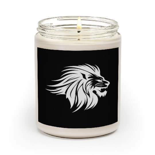 Waving Mane Lion Head Tattoo Ink Style Scented Candles