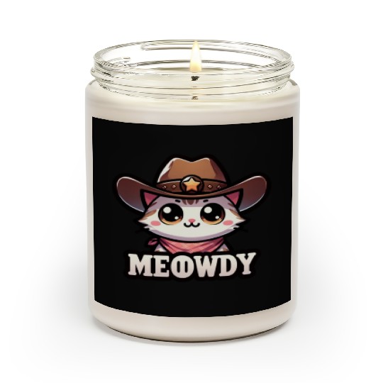 Cute Meowdy Cat Cowboy Pun Scented Candles