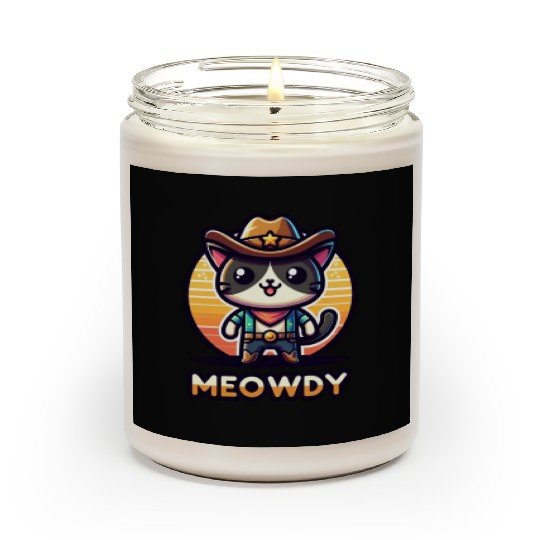 Cute Meowdy Cat Cowboy Pun Scented Candles