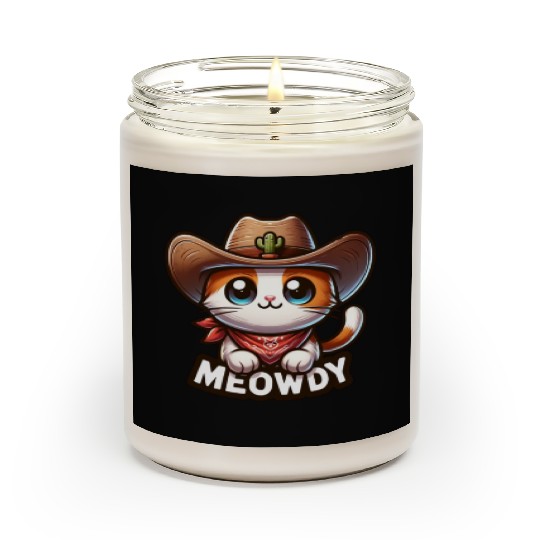 Cute Meowdy Cat Cowboy Pun Scented Candles