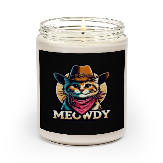 Cute Meowdy Cat Cowboy Pun Scented Candles