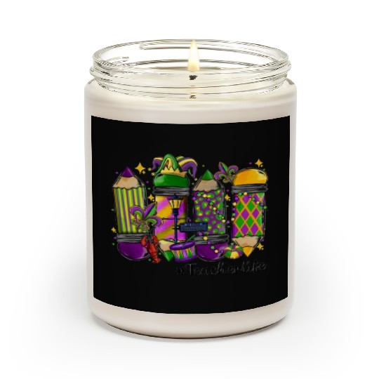 mardi gras teacher life Scented Candles