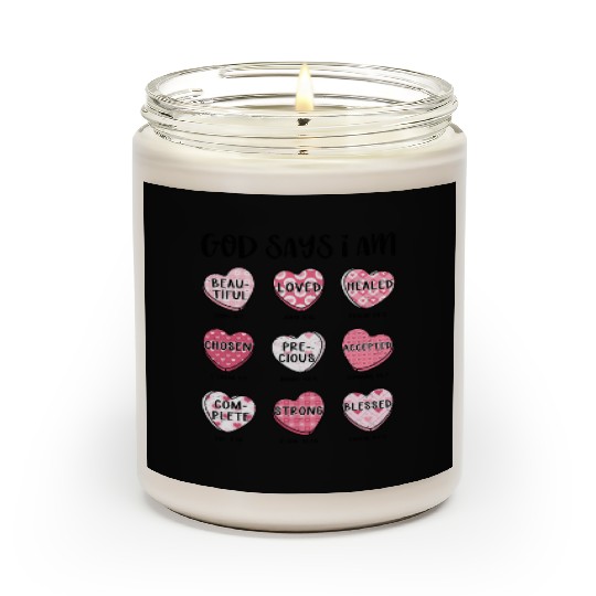 God Says I Am Valentine Candy Hearts Scented Candles