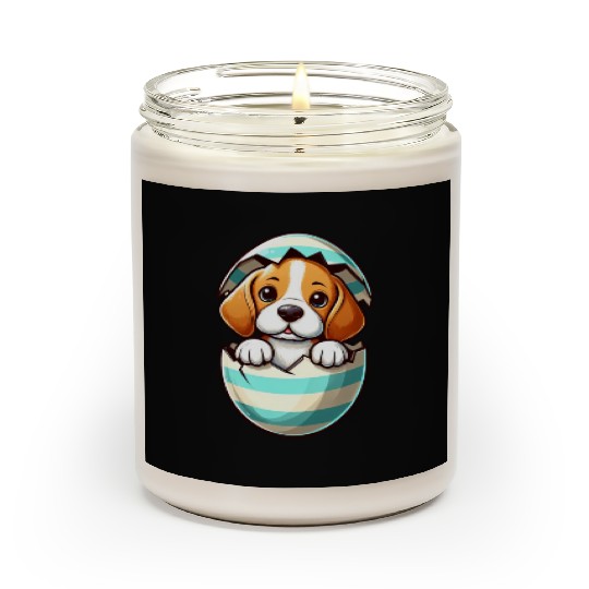 Colorful Beagle Dog Easter Egg Hatching Design Scented Candles