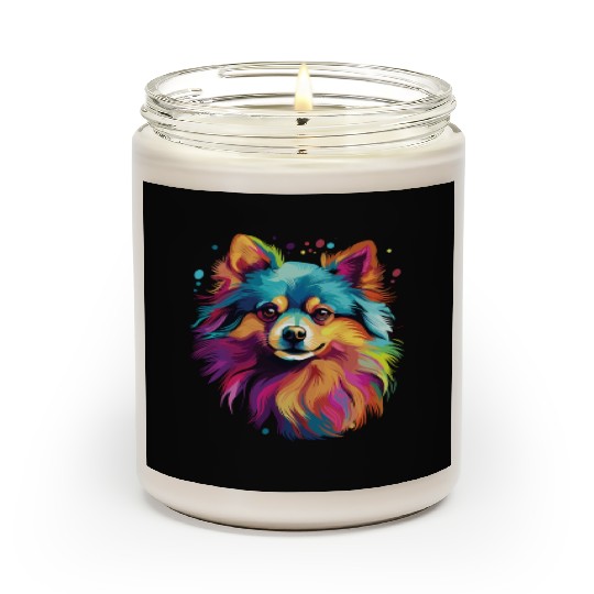 Watercolor Colorful Pomeranian Scented Candles