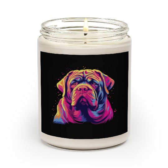 Watercolor Colorful Neapolitan Mastiff Scented Candles
