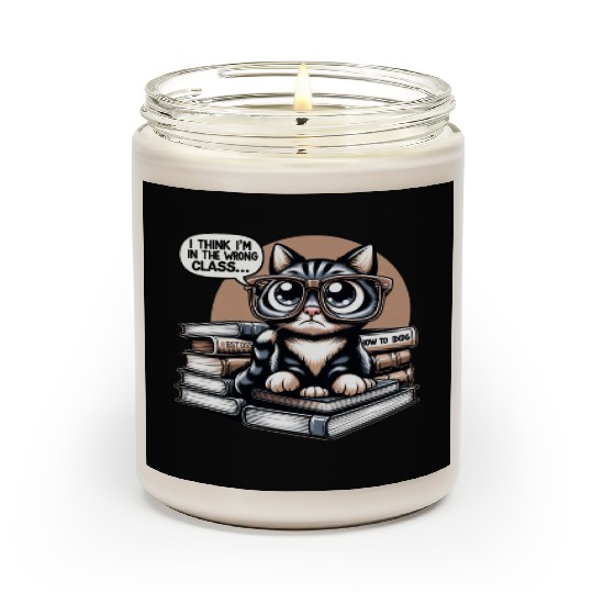 Funny Cat in Oversized Glasses Reading Humor Scented Candles