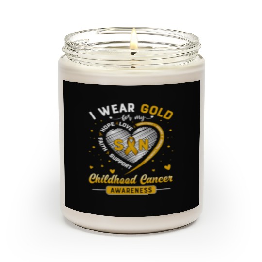 I Wear Gold For My Son Childhood Cancer Scented Candles