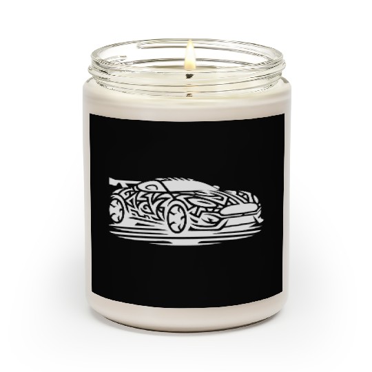 Racy Cool Sports Car In T Tattoo Style Scented Candles