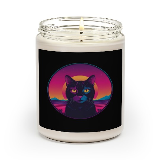 Synthwave Black Cat Scented Candles