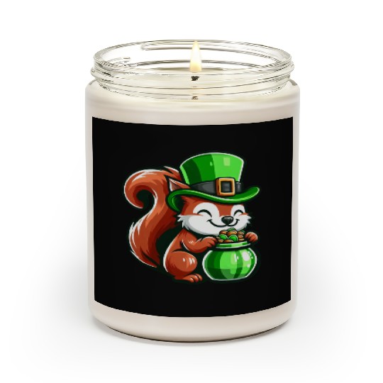 St. Patrick's Day Cute Squirrel Comic Design Scented Candles