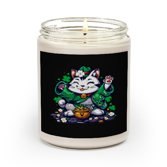 Kawaii St Patricks Day Cat With a Pot Of Gold Scented Candles