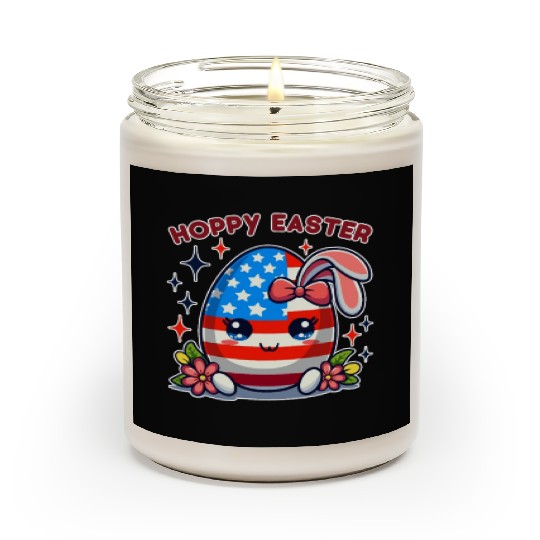 Hoppy Easter - American Flag Easter Egg Bunny Ears Scented Candles