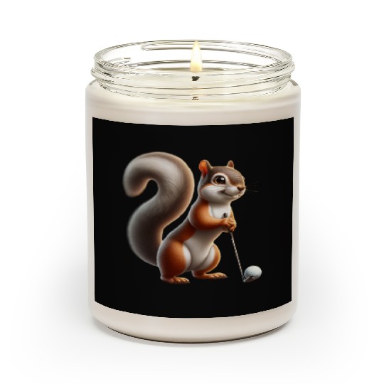 Golf Player Squirrel Animal Lover Design Scented Candles