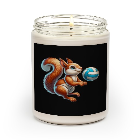 Volleyball Player Squirrel Fun Animal Lover Scented Candles