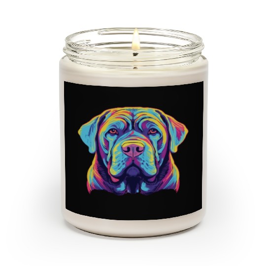 Watercolor Colorful Neapolitan Mastiff Scented Candles
