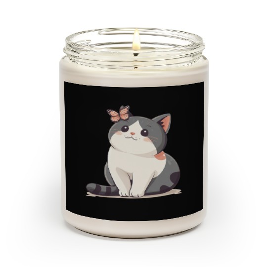 Cute Kawaii Cat and Butterfly Scented Candles