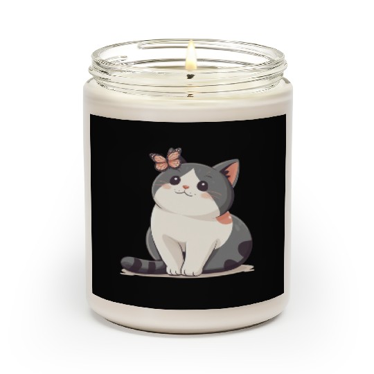 Cute Kawaii Cat and Butterfly Scented Candles