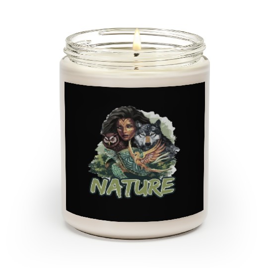 Nature-Inspired Wolf Owl Turtle Phoenix Woman Scented Candles