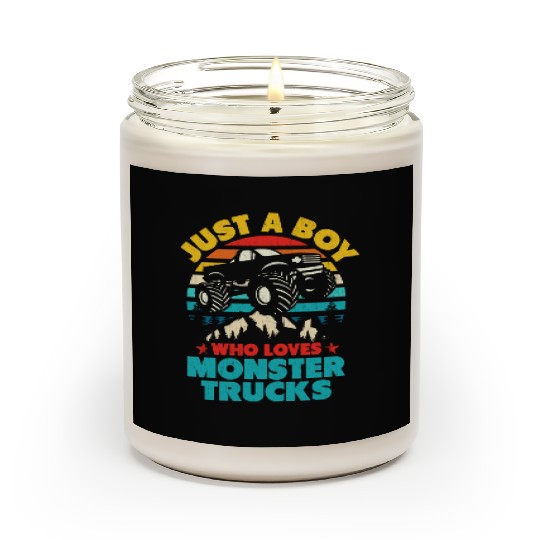 Just A Boy Who Loves Monster Trucks Toddler Kids Scented Candles