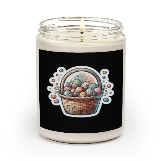 Cute Easter Egg Basket Soft Pastel Color Scented Candles