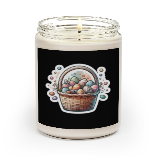 Cute Easter Egg Basket Soft Pastel Color Scented Candles