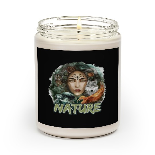 Nature-Inspired Wolf Owl Turtle Phoenix Woman Scented Candles