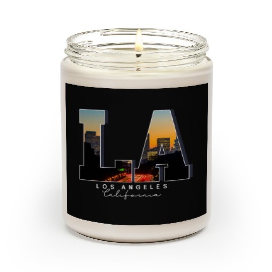 LosAngeles California LA Skyline Pride Black White Scented Candles
