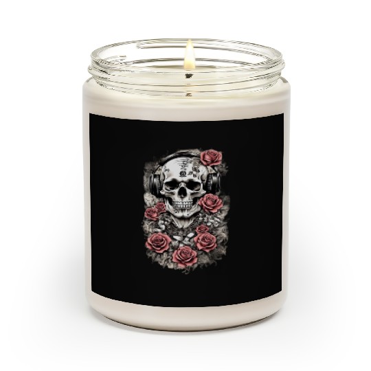 Rock & Roses Scented Candles: Skull, Roses & music nout