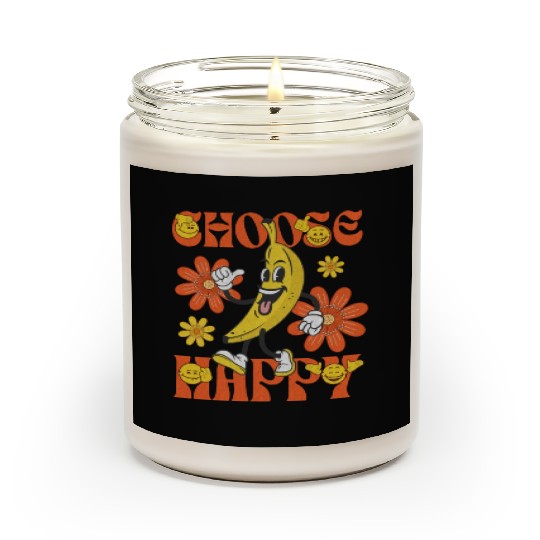 Choose Happy Retro Banana Mascot Scented Candles
