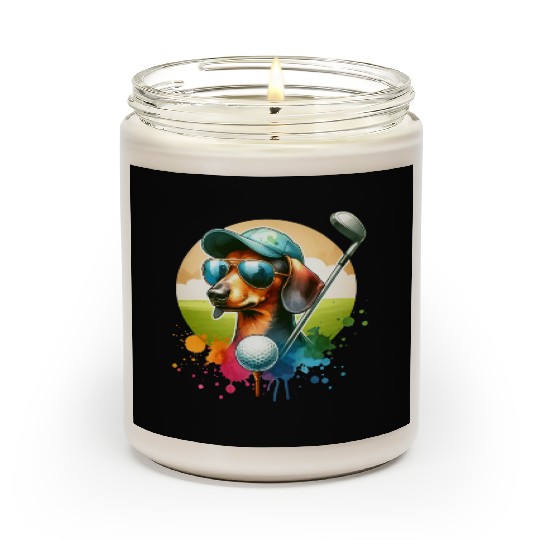 Cool Golf Player Dachshund Wiener Dog Design Scented Candles