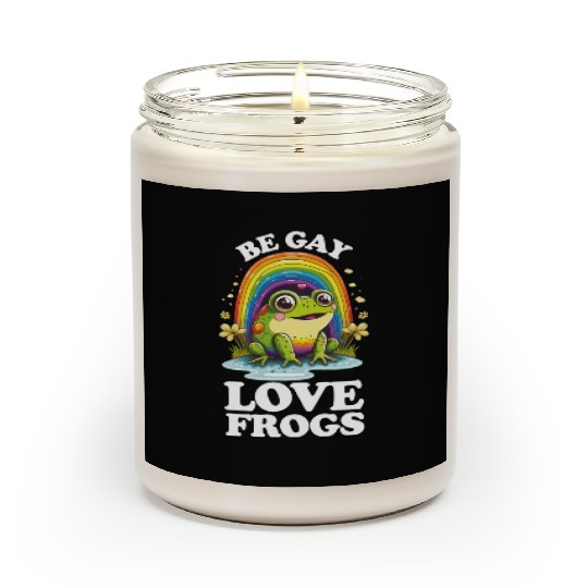 Be Gay Love Frogs Funny LGBTQ Pride Rainbow Retro Scented Candles