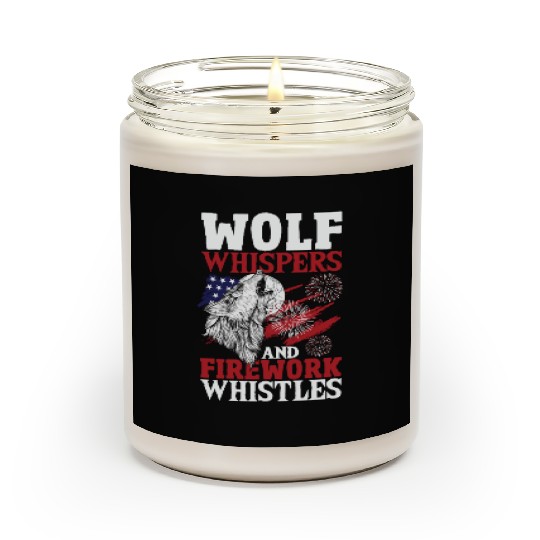 Howling Wolf White Stars Red Stripes American Scented Candles