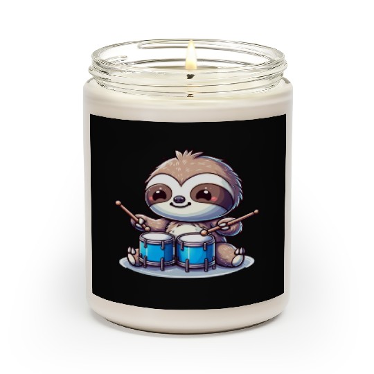 Cool Sloth Drummer Lazy Vibes Design Scented Candles