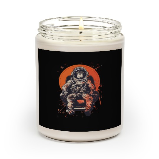 Space Vintage Travel Astronaut Monkey Retro Scented Candles